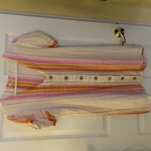 RIP CURL Beach dress, Size Large, Stripes, colors Pink, Tan, cream.